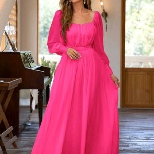 Hot pink long dress